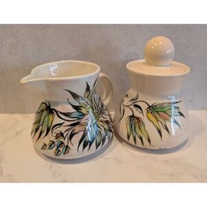 Donna Slivka 1976 Hand Painted Ceramic Creamer and Sugar Bowl Set PLEASE READ
